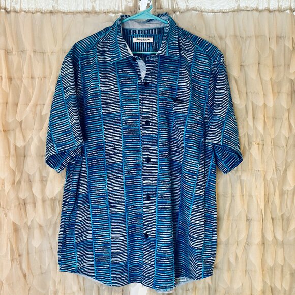 Tommy Bahama Bamboo Beach Blue Stripe Silk Blend Shirt | Island Zone | Men's XL - Picture 4 of 10